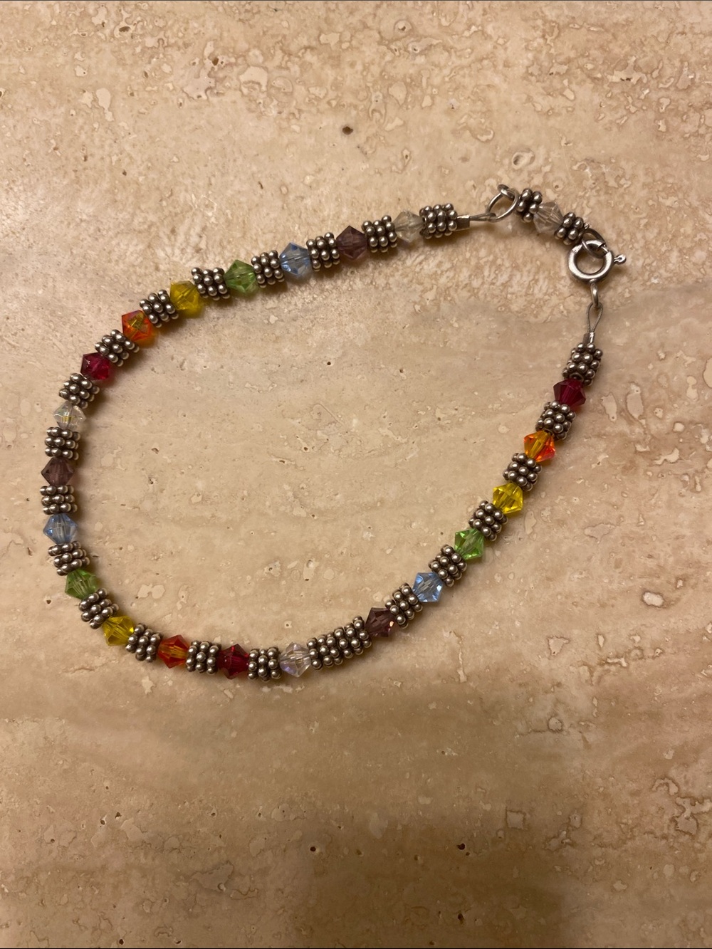 Swarovski Multicolor Crystal Beaded Bracelet with Silver Accents